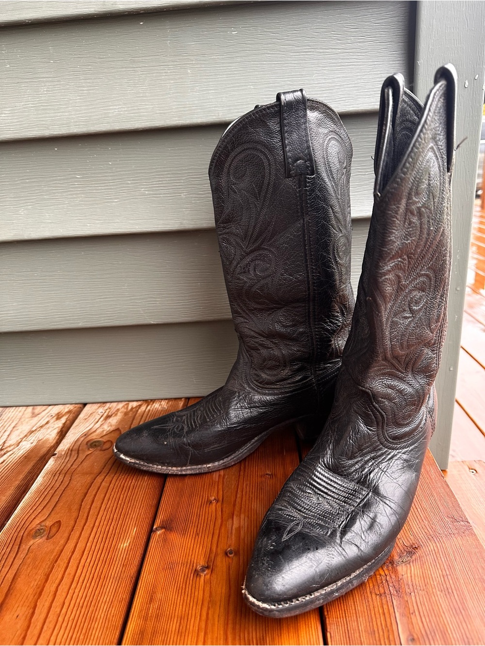 Dan Post Mistie DP3210R Black Mignon Leather Cowboy Boots Women